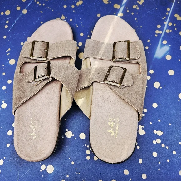J-41 Adventure On Beige Double Buckle Sandals Women Size 7 - Picture 7 of 16